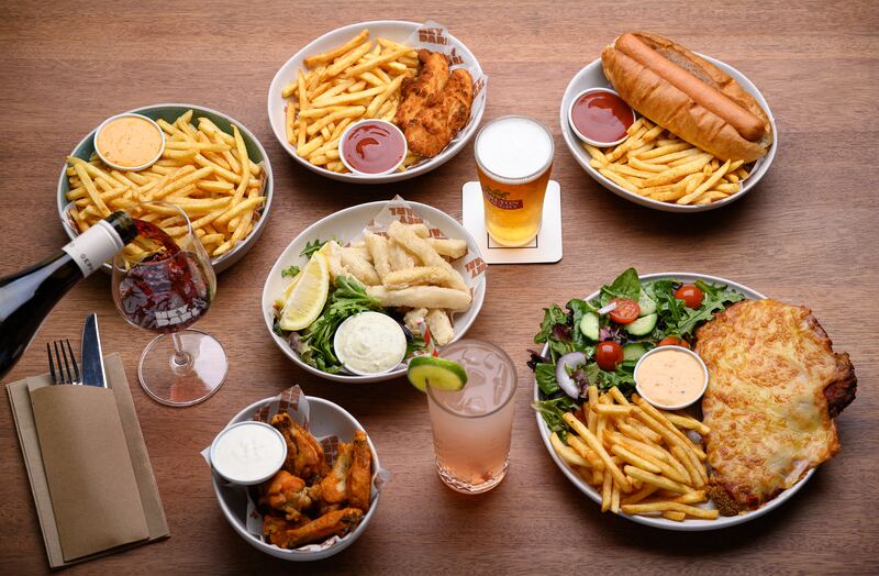A spread of food and drinks at Hey Darl