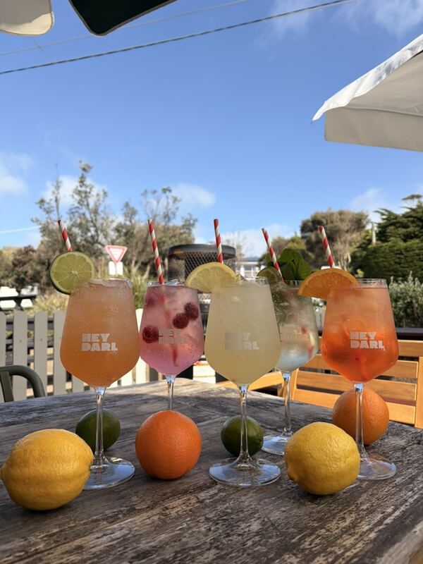 A lineup of colourful spritz at Hey Darl